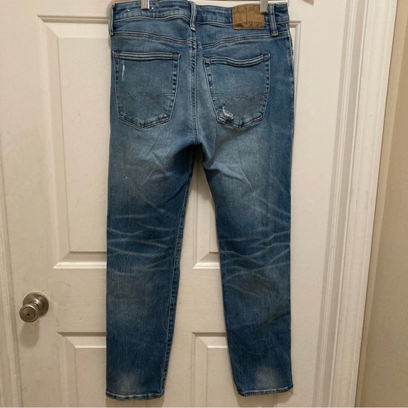 American Eagle Distressed Airflex Slim Button Fly Jeans Size 31 x 30 - Picture 6 of 13